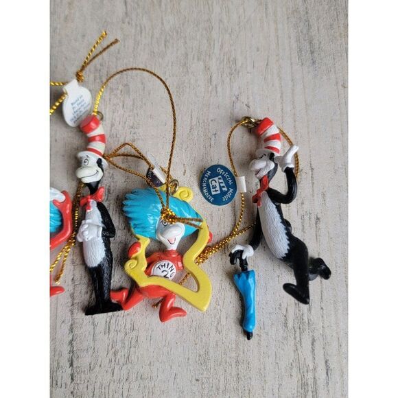 Vintage official movie cat in hat Dr Seuss Thing 1 Thing 2 mini ornament Xmas - Picture 4 of 8